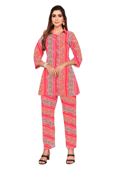 PickCell Women Cotton Canderi Ready-to-Wear Kurti & Pant Set Trendy Ethnic Wear