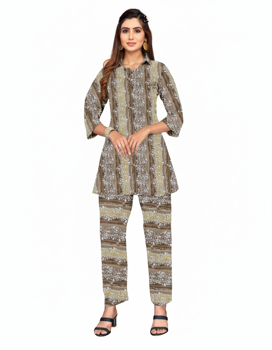 PickCell Women Cotton Canderi Ready-to-Wear Kurti & Pant Set Trendy Ethnic Wear