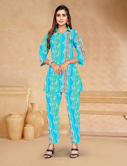PickCell Women Cotton Canderi Ready-to-Wear Kurti & Pant Set Trendy Ethnic Wear