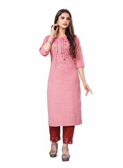 PickCell Woman Sanaya Embroidery Work  Long Kurti with Bottom