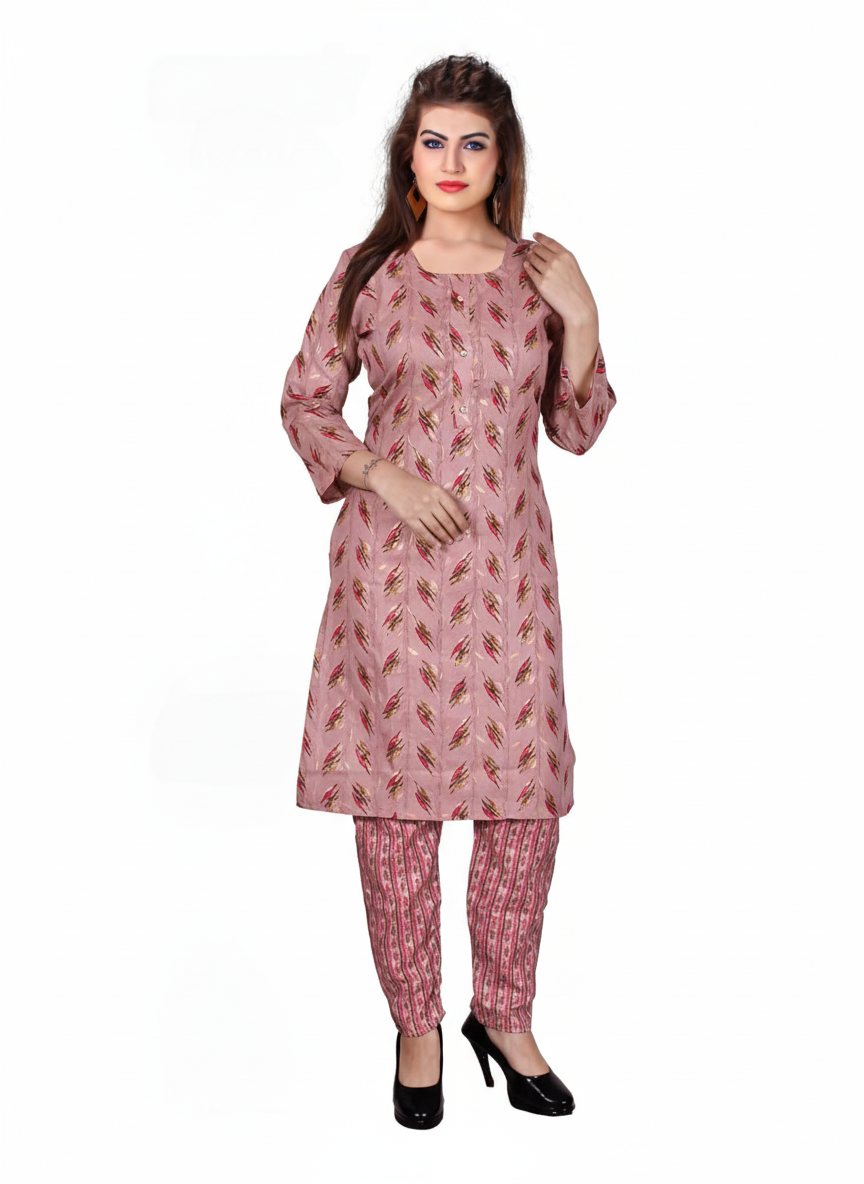 PickCell Women's Foil Print  Cotton Designer Kurti With Pant