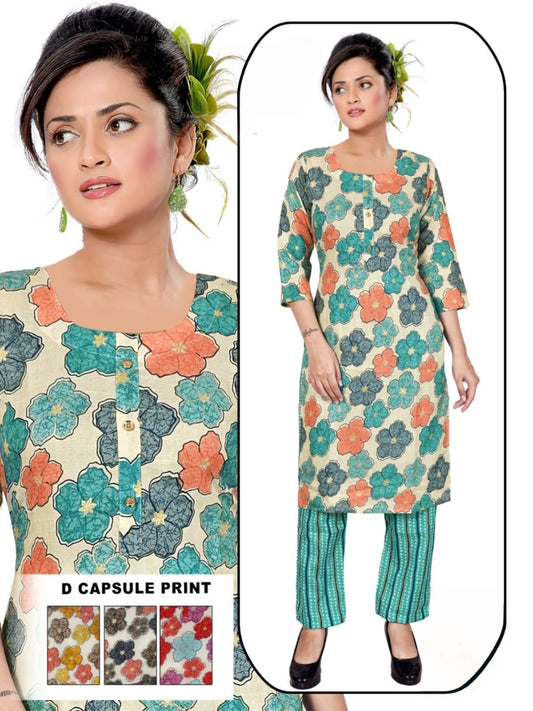 PickCell Foil Print Kurti with Bottom – Premium Rayon Fabric