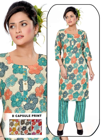PickCell Foil Print Kurti with Bottom  Premium Rayon Fabric