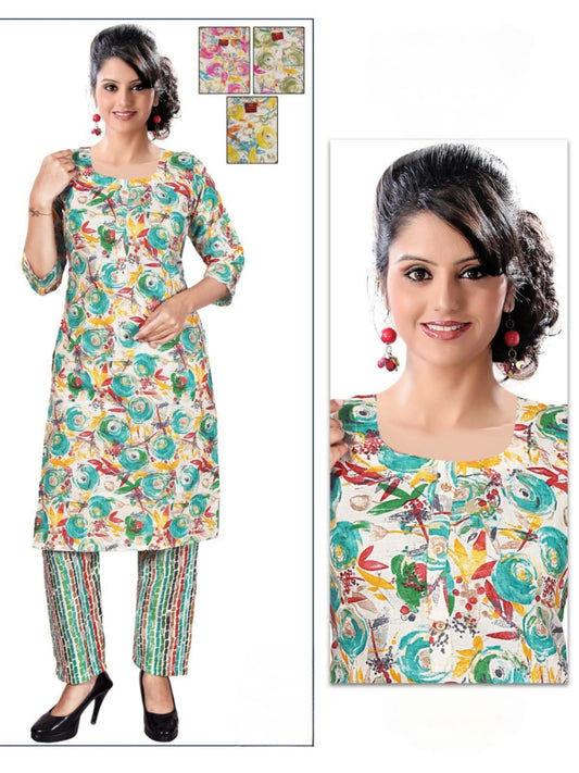 PickCell Capsule – Foil Print Kurti with Bottom (Rayon Fabric)
