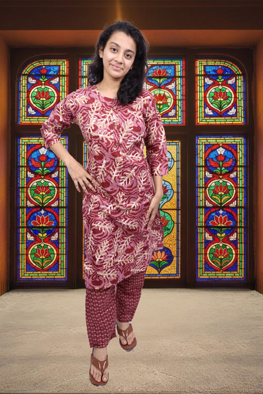 PickCell Women's Printed Cotton Designer Kurti With Bottom