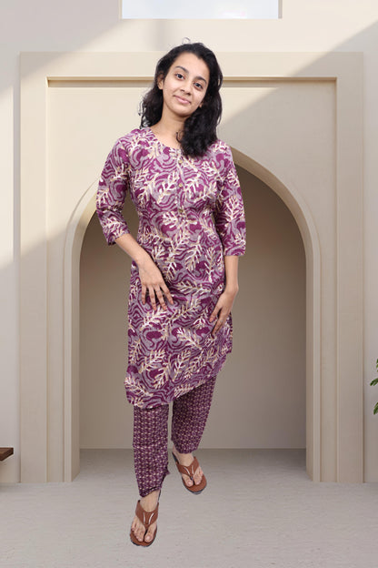 PickCell Women's Printed Cotton Designer Kurti With Bottom