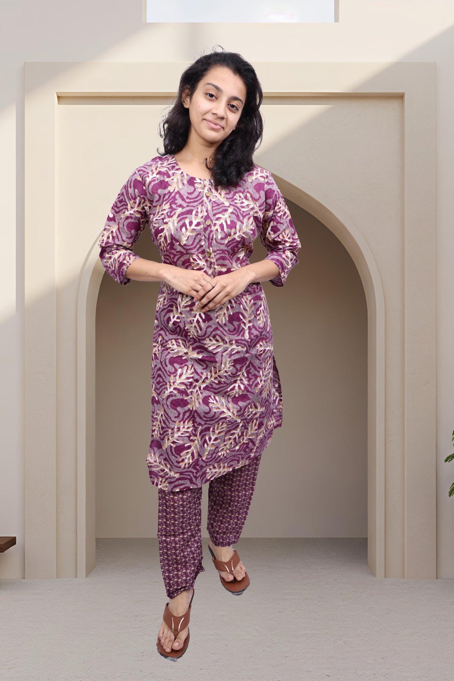 PickCell Printed Kutri with Pyjama