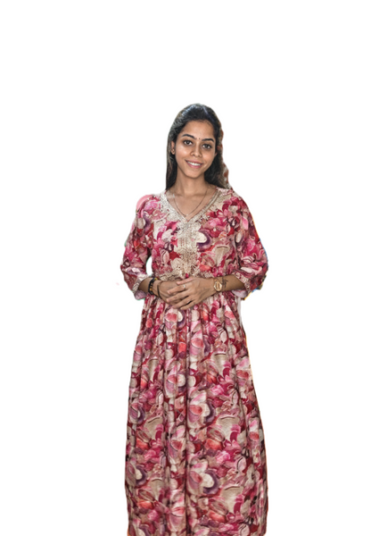 PickCell Women's Printed Long Frock Style Kurti