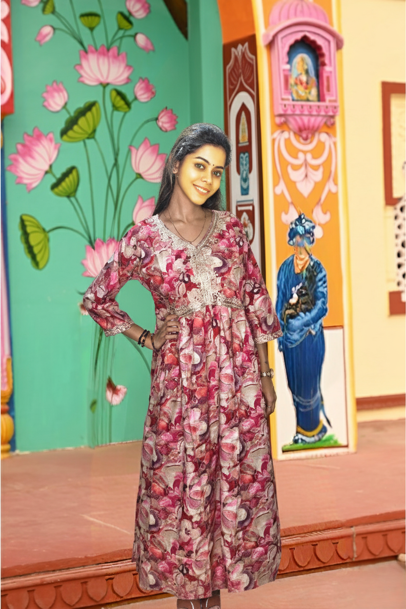 PickCell Embrodiary Long Frock Kurti