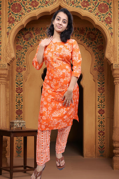 PickCell Floral Print Kurti with Pyajama