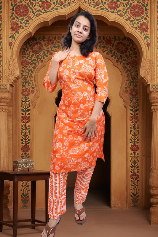 PickCell Floral Print Kurti with Pyajama