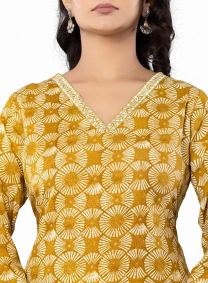 PickCell Printed Long Kurti  Poly Cotton Fabric