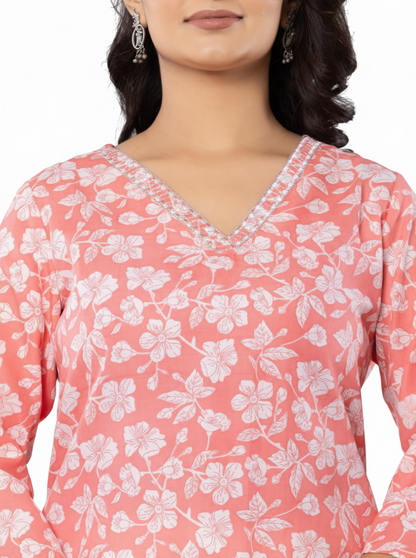 PickCell Printed Long Kurti  Poly Cotton Fabric