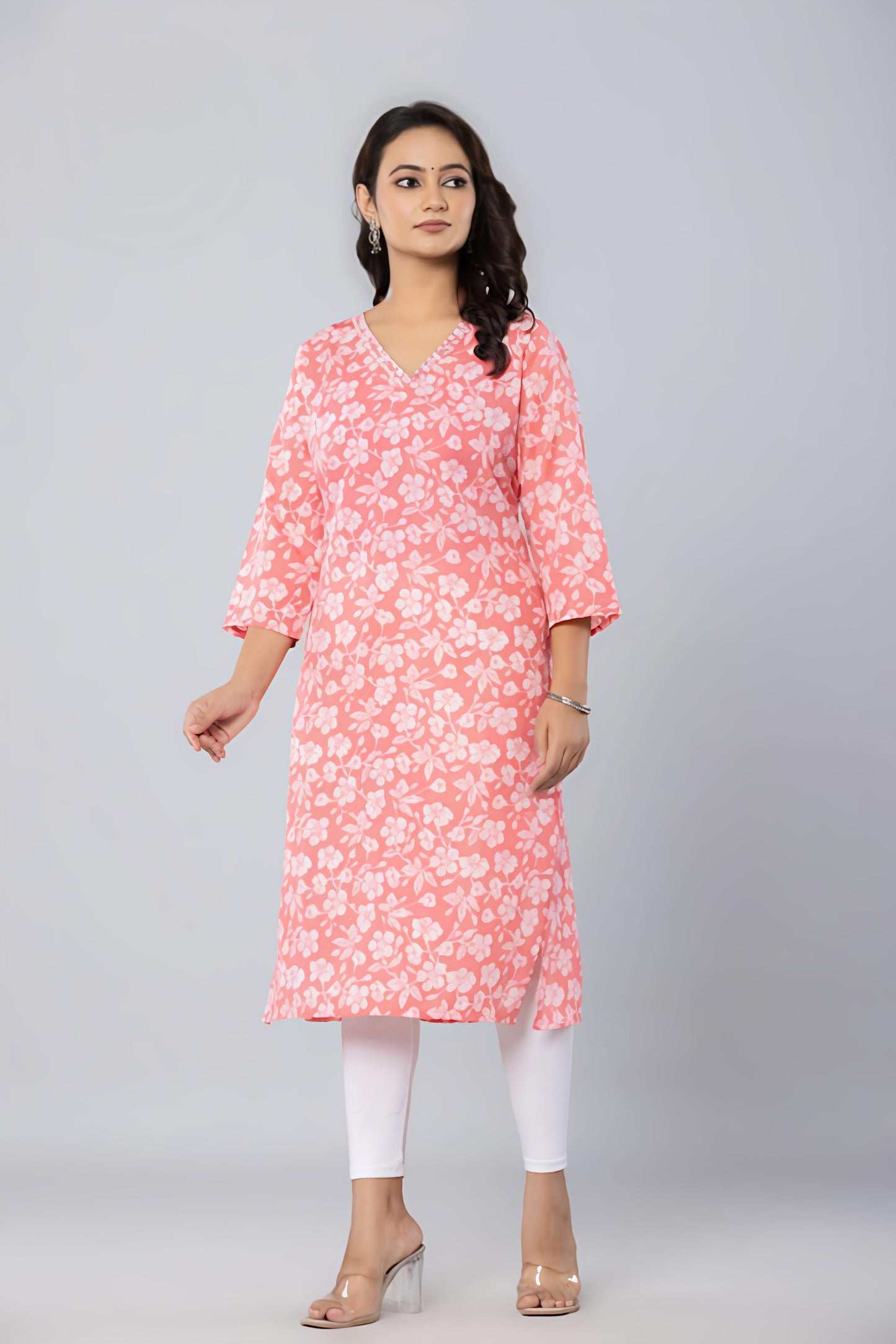 PickCell Printed Long Kurti  Poly Cotton Fabric