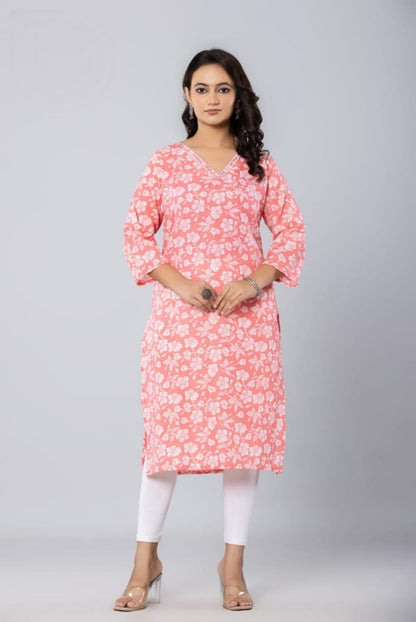 PickCell Printed Long Kurti  Poly Cotton Fabric