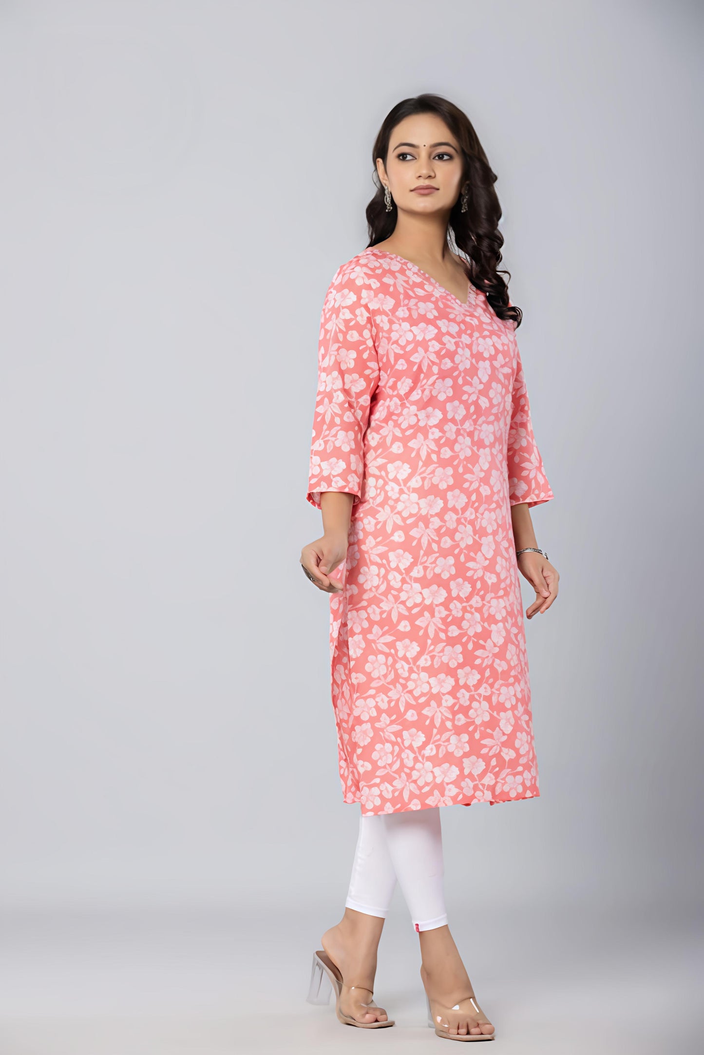 PickCell Printed Long Kurti  Poly Cotton Fabric