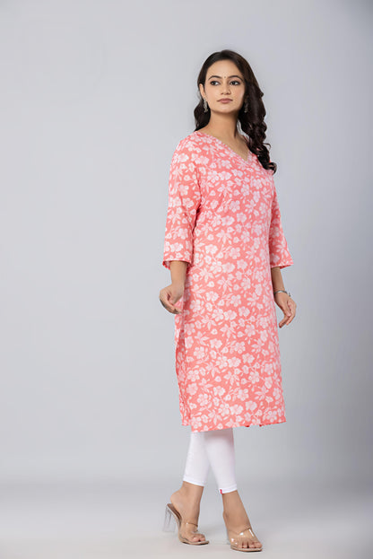 PickCell Printed Long Kurti  Poly Cotton Fabric