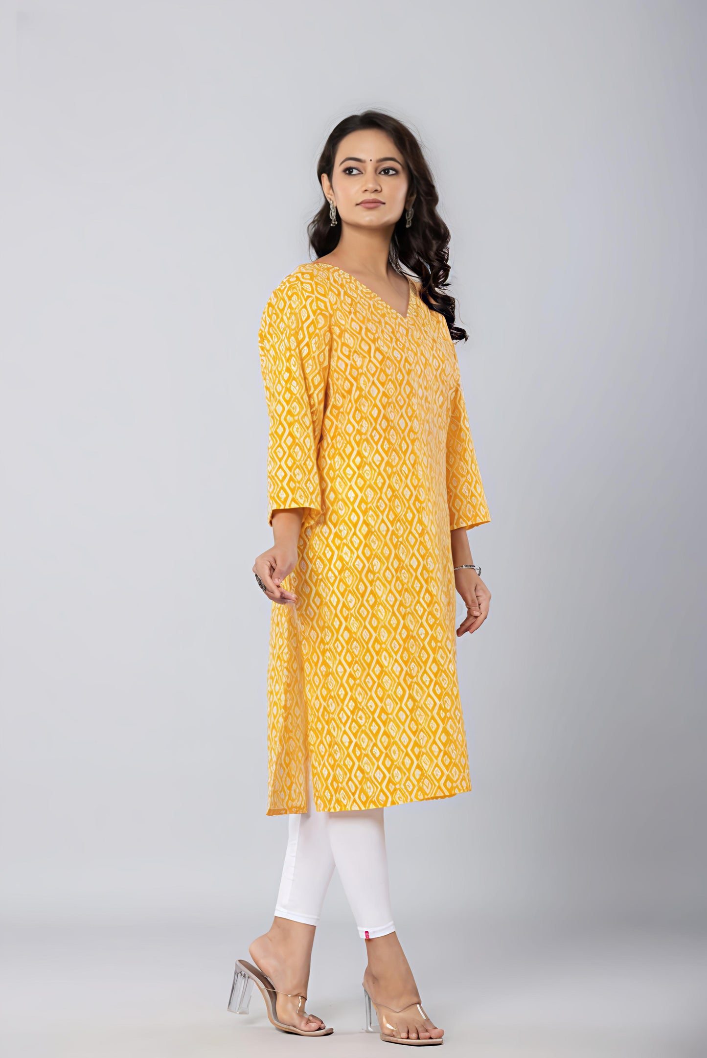 PickCell Printed Long Kurti  Poly Cotton Fabric
