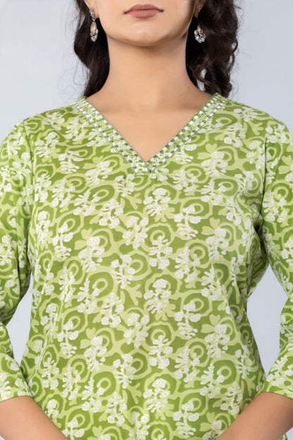 PickCell Printed Long Kurti  Poly Cotton Fabric