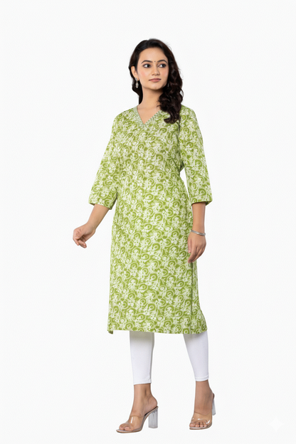 PickCell Printed Long Kurti  Poly Cotton Fabric