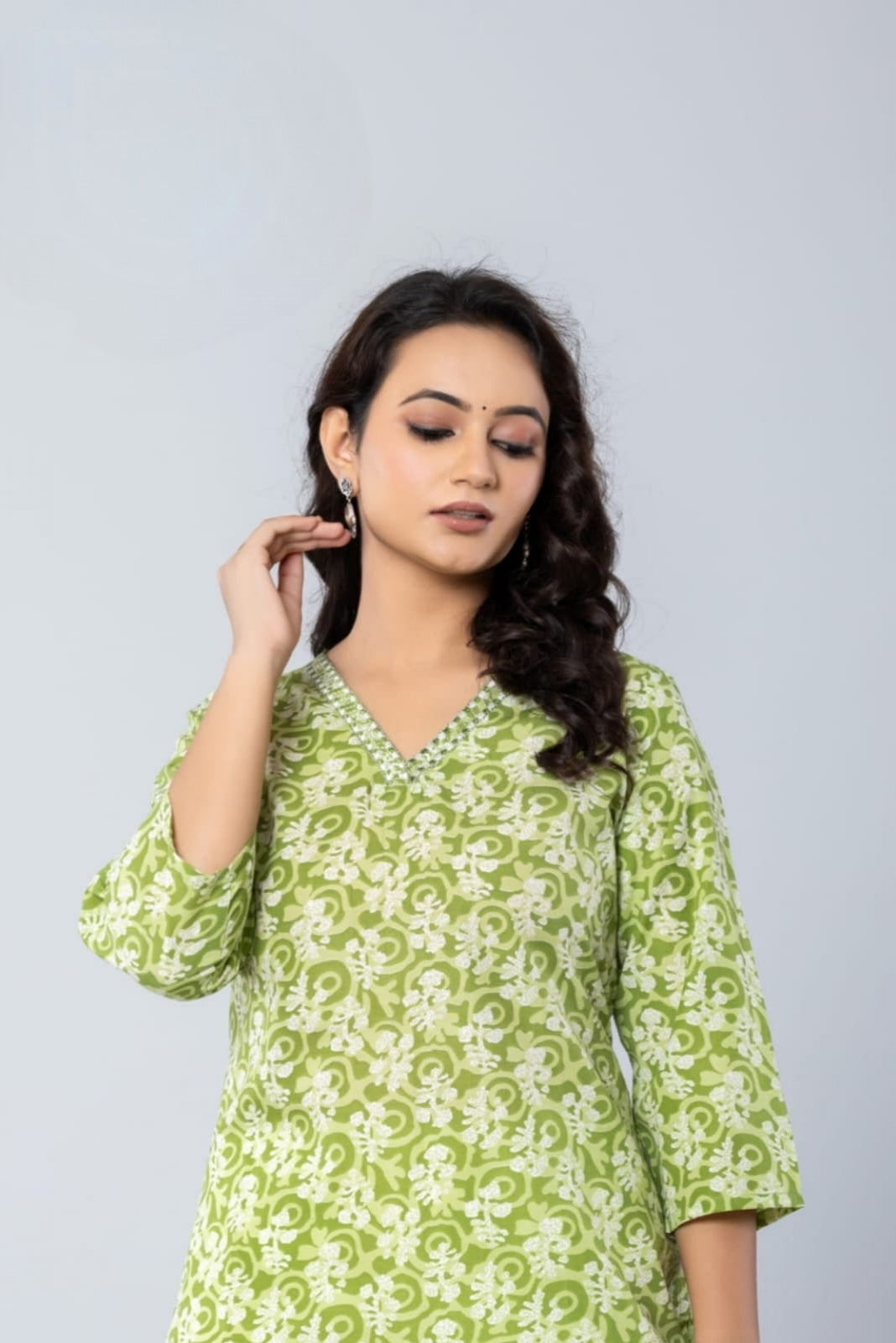 PickCell Printed Long Kurti  Poly Cotton Fabric