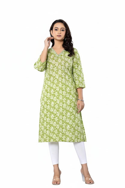 PickCell Printed Long Kurti  Poly Cotton Fabric