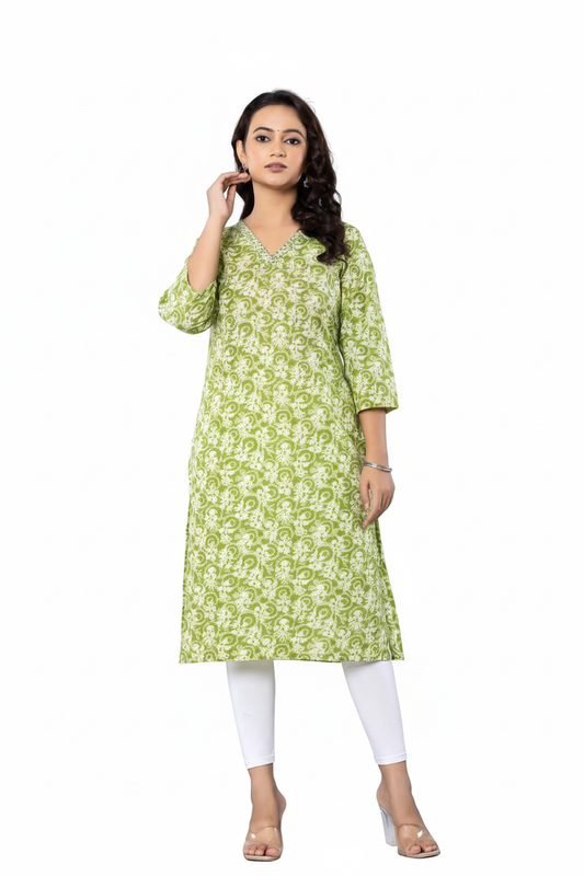 PickCell Printed Long Kurti  Poly Cotton Fabric