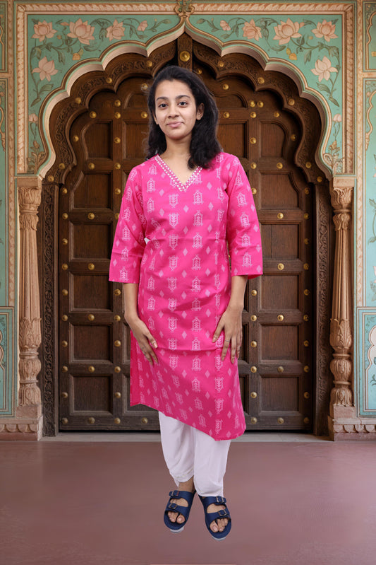 PickCell Printed Long Kurti – Poly Cotton Fabric