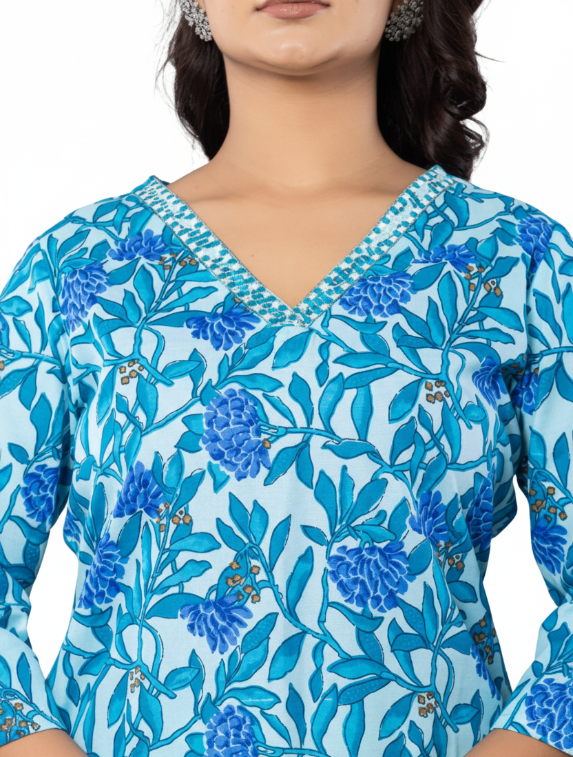 PickCell Printed Long Kurti  Poly Cotton Fabric