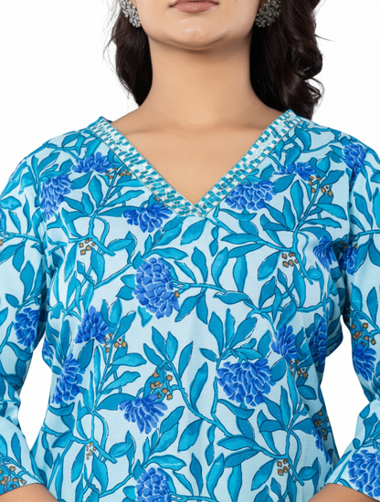PickCell Printed Long Kurti  Poly Cotton Fabric