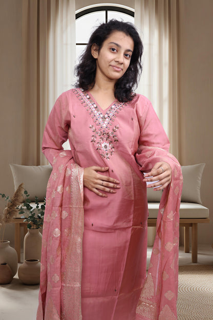 PickCell Premium Handwork Kurti With Bottom & Dupatta (Glass & Stone work)