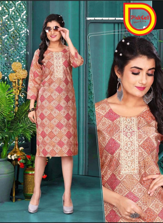 PickCell Kiran – Embroidery Work Kurti – Rayon Fabric Stylish Ethnic Wear Elegant ethnic design with delicate embroidery – perfect for daily & festive wear.