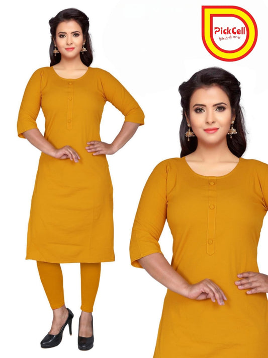 PickCell Printed Straight Full Sleeves Kurti – Popcorn Fabric Stylish, Comfortable & Perfect in Popcorn Fabric