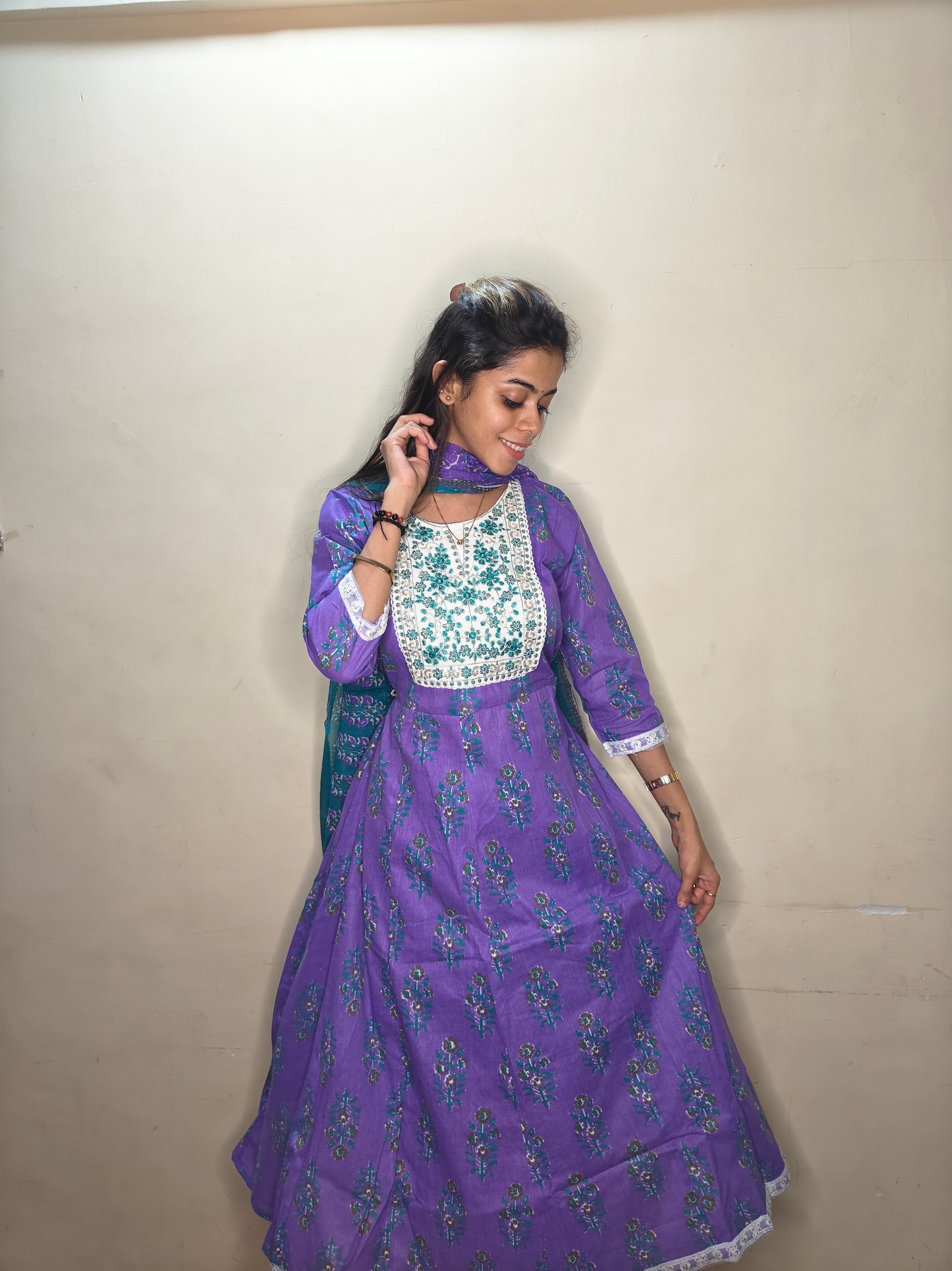 PickCell Heavy Embrodiary Work Kurti with Bottom & Dupatta