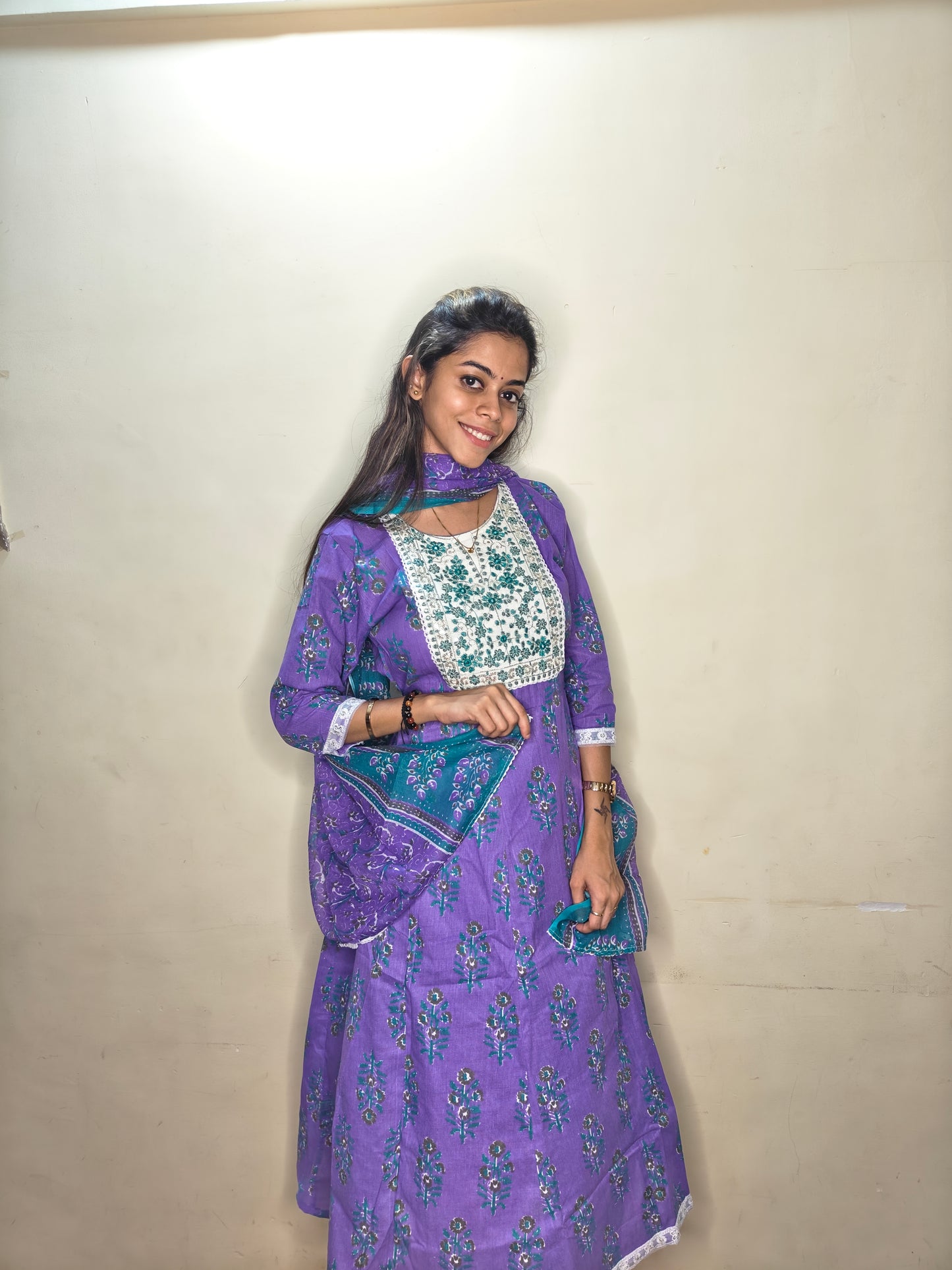 PickCell Heavy Embrodiary Work Kurti with Bottom & Dupatta