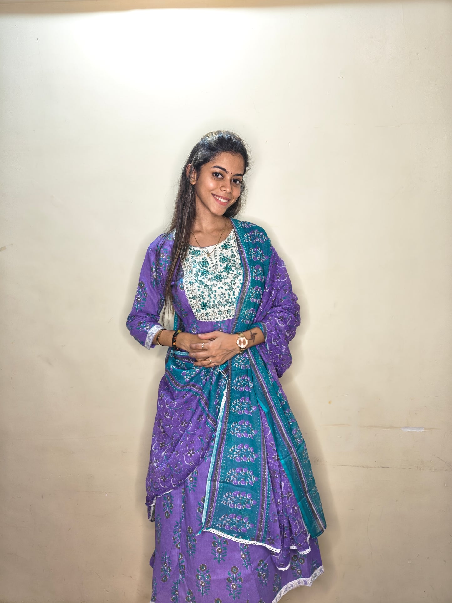 PickCell Heavy Embrodiary Work Kurti with Bottom & Dupatta