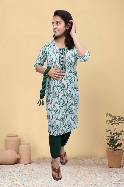 PickCell Cotton Printed Kurti With Bottom & Dupatta