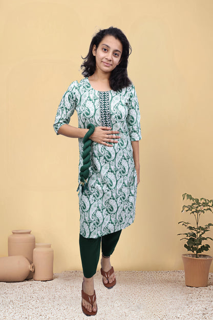 PickCell Cotton Printed Kurti With Bottom & Dupatta