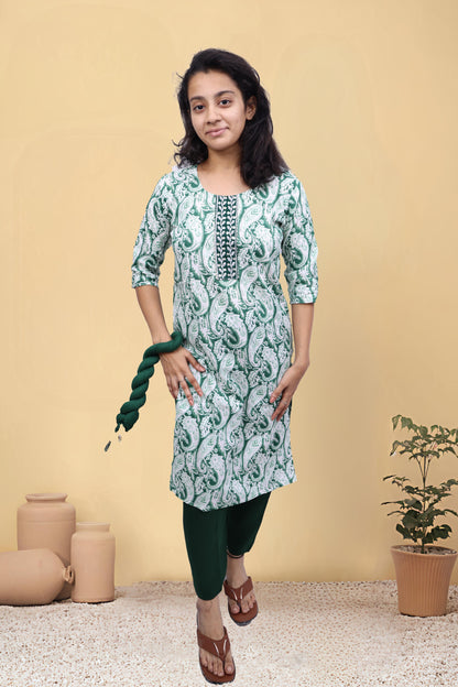 PickCell Cotton Printed Kurti With Bottom & Dupatta