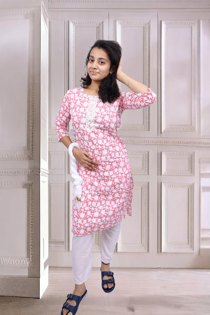 PickCell Cotton Printed Kurti With Bottom & Dupatta