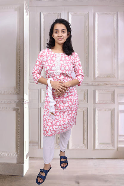 PickCell Cotton Printed Kurti With Bottom & Dupatta