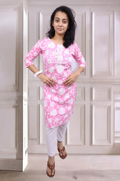 PickCell Cotton Printed Kurti With Bottom & Dupatta