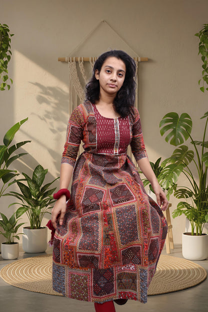 PickCell Triveni Sangam Embroidery Cotton Kurti with Pyajama and Dupatta