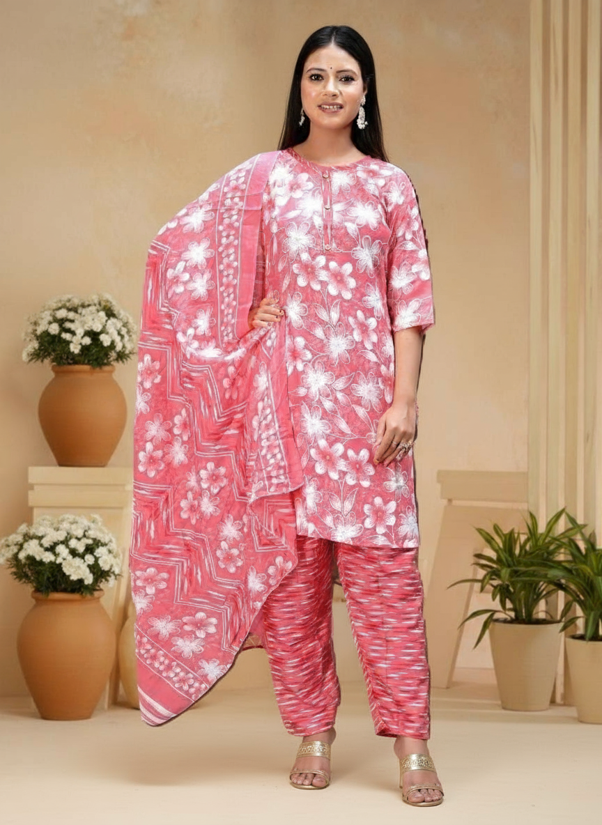 PickCell Women Kurti with Botttom & Dupatta (3 pcs set)