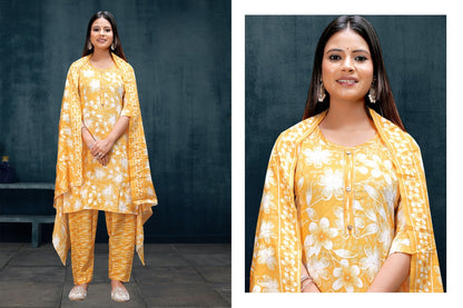 PickCell Women Kurti with Botttom & Dupatta (3 pcs set)