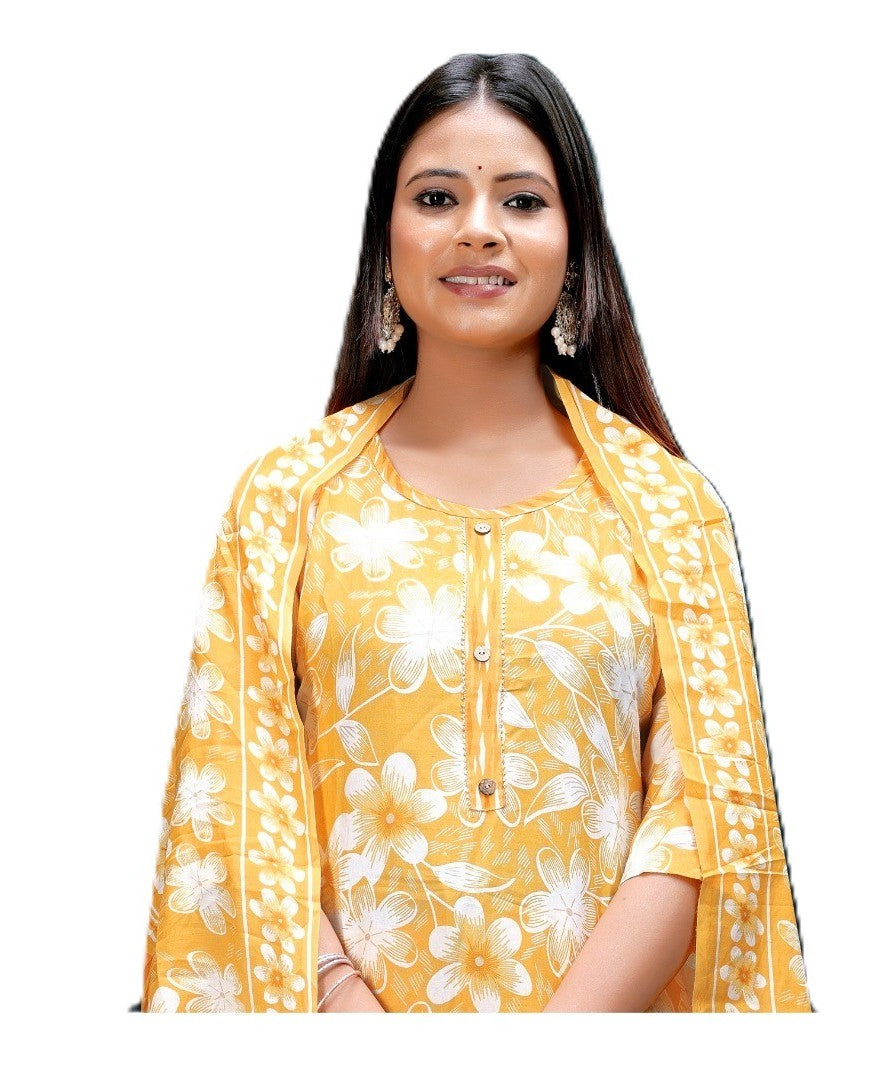 PickCell Women Kurti with Botttom & Dupatta (3 pcs set)
