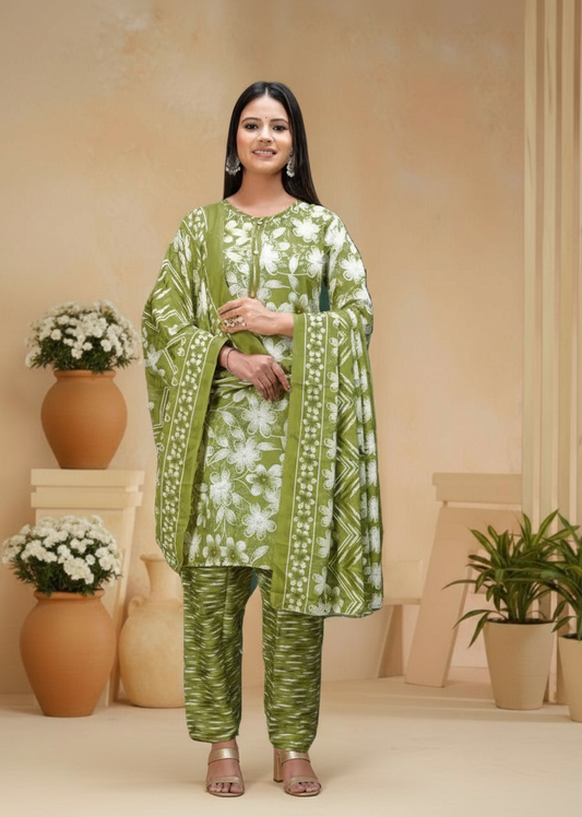 PickCell Women Kurti with Botttom & Dupatta (3 pcs set)