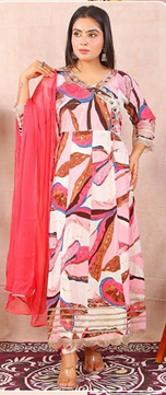 PickCell Heavy Embroidary  Foil Print  Ghera Hand Work 3 Pcs Set