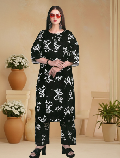 PickCell Heavy Reyon Printed Long Coord Set  for Women (Big Size)