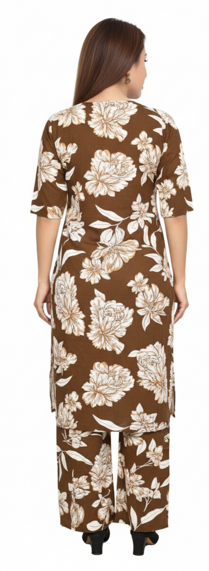 PickCell Heavy Reyon Printed Long Coord Set  for Women